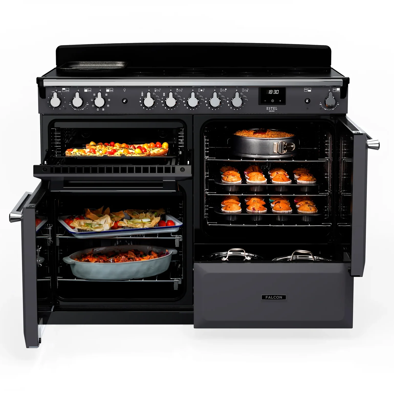 RS30222_FalconEstelDeluxe110Induction-Provingdrawer-Opencookerwithfood